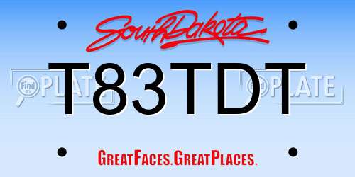 T83TDT South Dakota License Plate