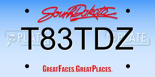 T83TDZ South Dakota License Plate