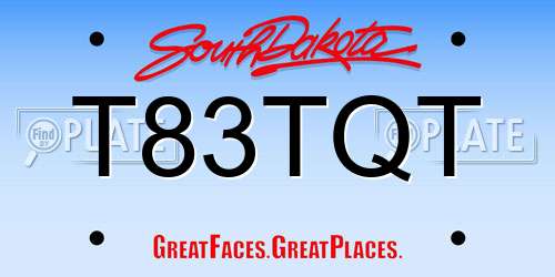 T83TQT South Dakota License Plate