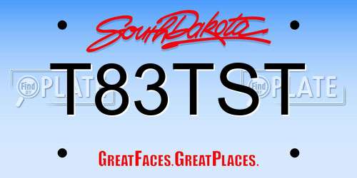 T83TST South Dakota License Plate