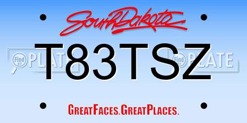 T83TSZ South Dakota License Plate