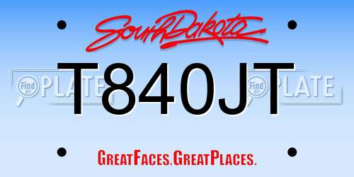 T840JT South Dakota License Plate