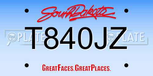 T840JZ South Dakota License Plate