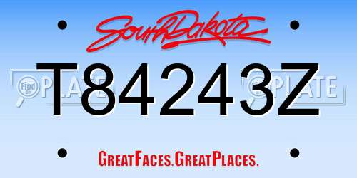 T84243Z South Dakota License Plate