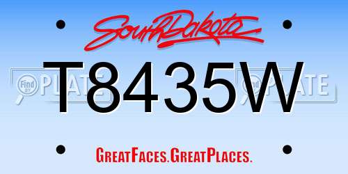 T8435W South Dakota License Plate