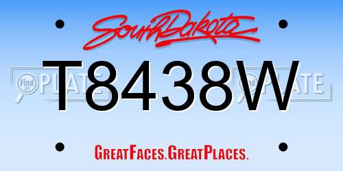 T8438W South Dakota License Plate