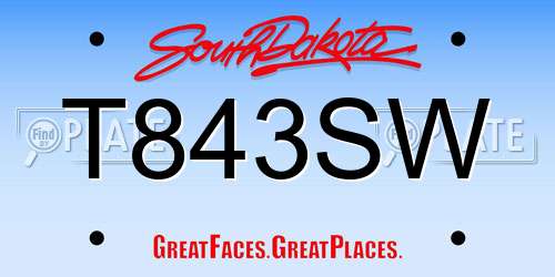 T843SW South Dakota License Plate