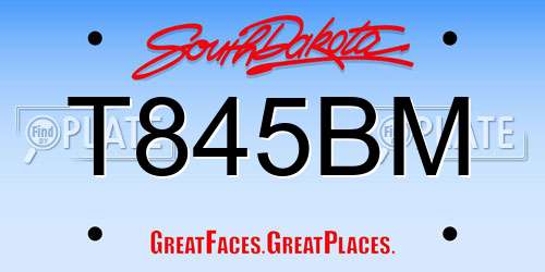 T845BM South Dakota License Plate