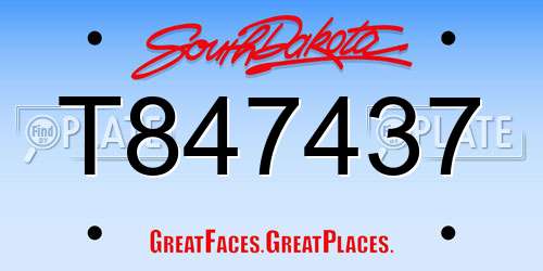 T847437 South Dakota License Plate