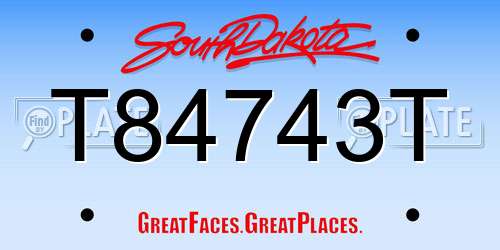 T84743T South Dakota License Plate