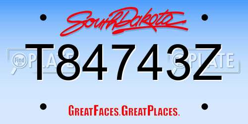 T84743Z South Dakota License Plate