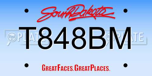 T848BM South Dakota License Plate