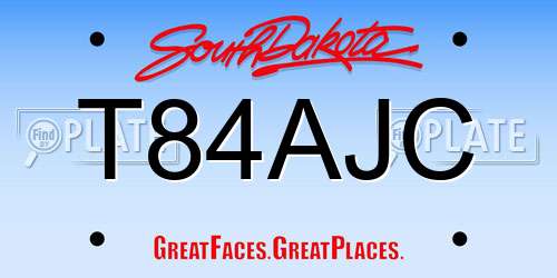 T84AJC South Dakota License Plate