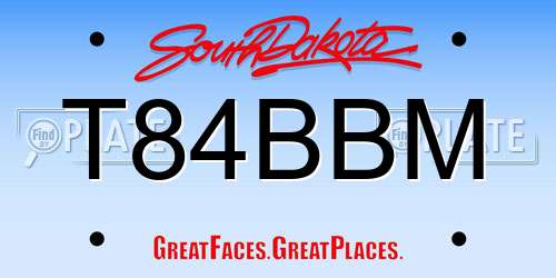 T84BBM South Dakota License Plate