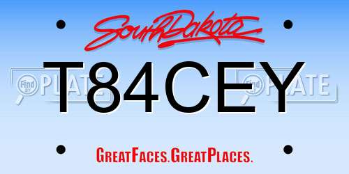 T84CEY South Dakota License Plate