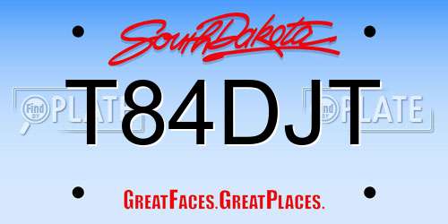 T84DJT South Dakota License Plate