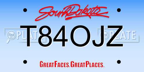 T84OJZ South Dakota License Plate