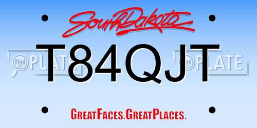 T84QJT South Dakota License Plate