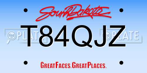 T84QJZ South Dakota License Plate