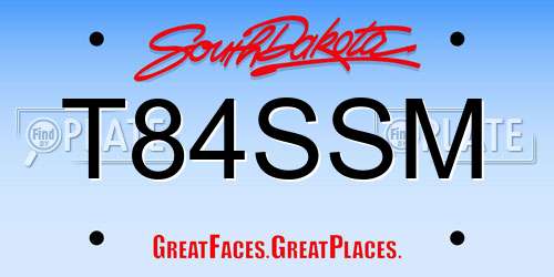 T84SSM South Dakota License Plate
