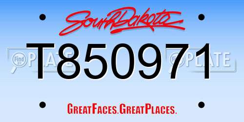 T850971 South Dakota License Plate