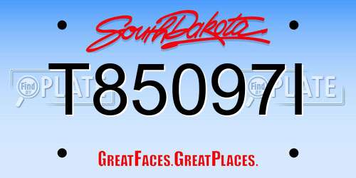 T85097I South Dakota License Plate