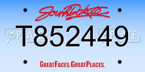 T852449 South Dakota License Plate