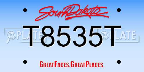 T8535T South Dakota License Plate