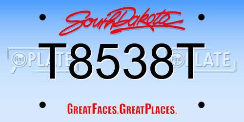 T8538T South Dakota License Plate