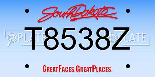 T8538Z South Dakota License Plate