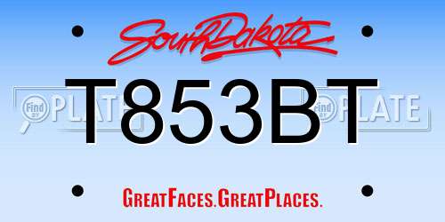 T853BT South Dakota License Plate