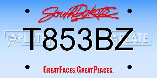 T853BZ South Dakota License Plate
