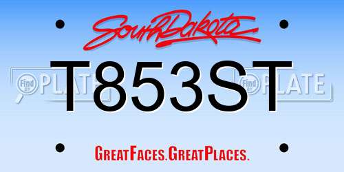 T853ST South Dakota License Plate