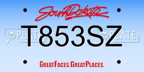 T853SZ South Dakota License Plate