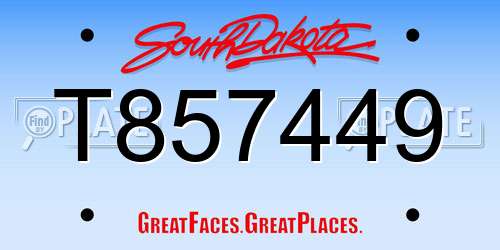 T857449 South Dakota License Plate
