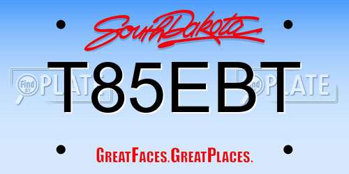T85EBT South Dakota License Plate