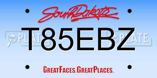 T85EBZ South Dakota License Plate