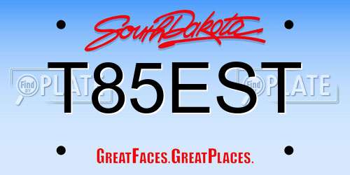 T85EST South Dakota License Plate