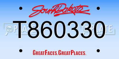 T860330 South Dakota License Plate