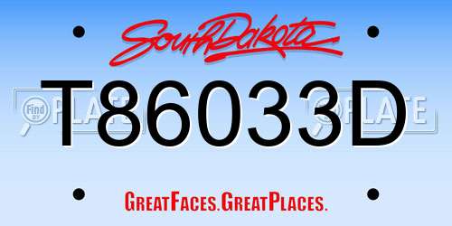 T86033D South Dakota License Plate