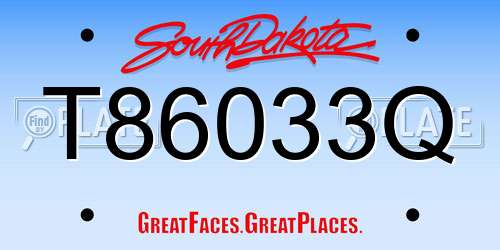 T86033Q South Dakota License Plate