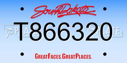T866320 South Dakota License Plate