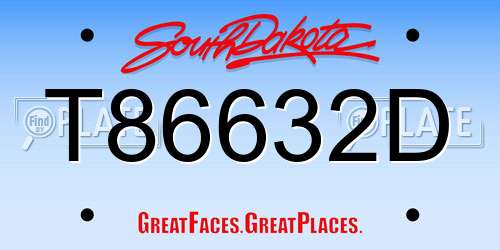 T86632D South Dakota License Plate