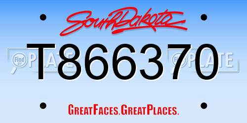 T866370 South Dakota License Plate