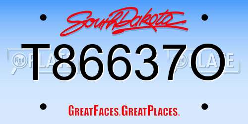 T86637O South Dakota License Plate