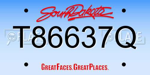 T86637Q South Dakota License Plate