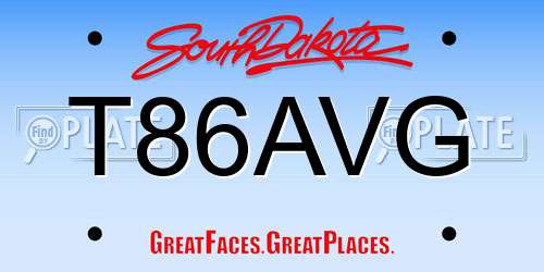 T86AVG South Dakota License Plate