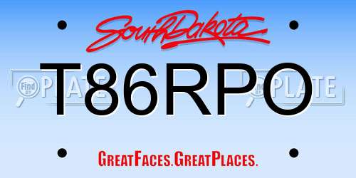 T86RPO South Dakota License Plate