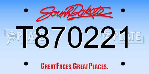 T870221 South Dakota License Plate