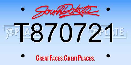T870721 South Dakota License Plate